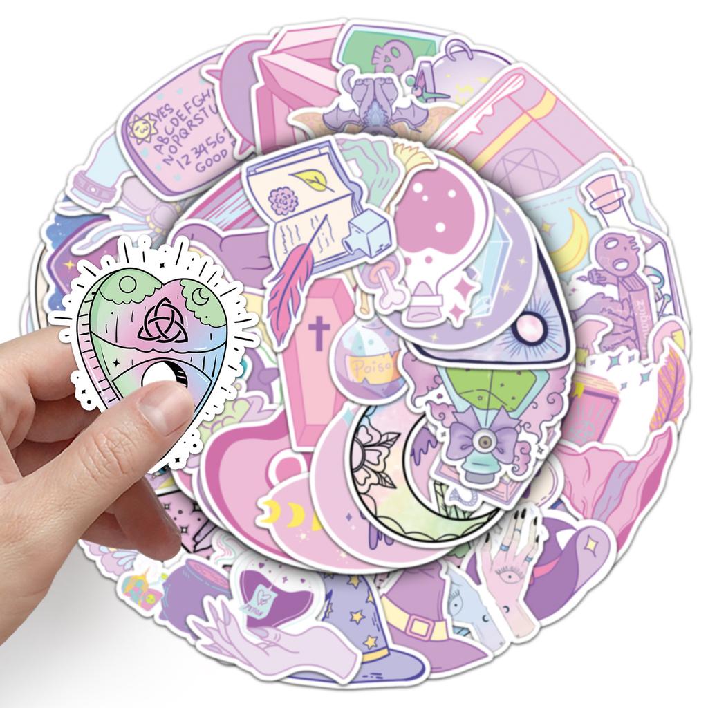 50 штук пастельных волшебных граффити-наклеек, персонализированные креативные ведьминские украшения, наклейки для мобильного телефона, компьютера, стакана для воды