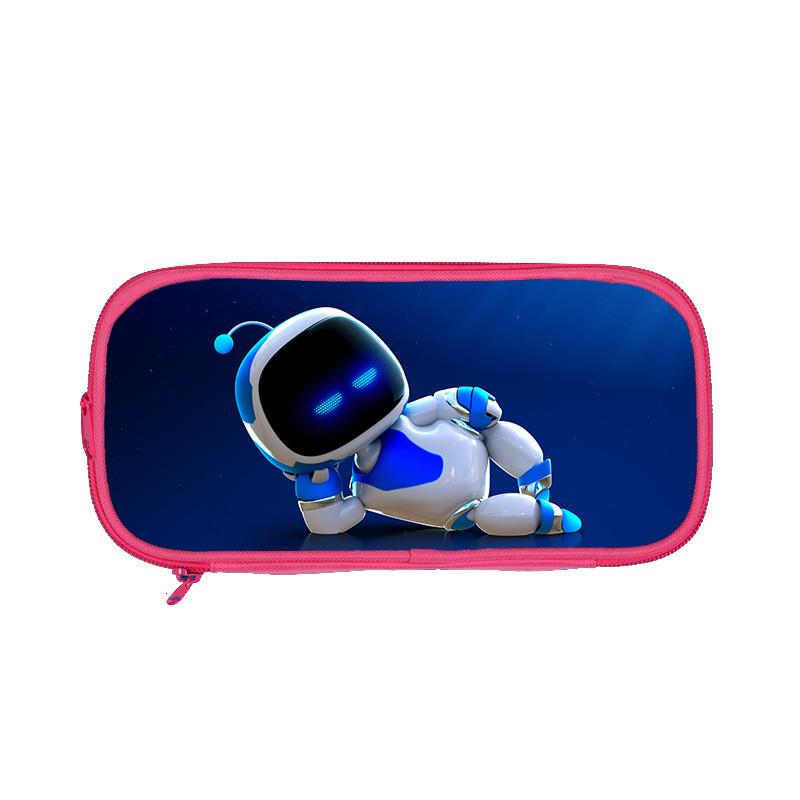 Двухслойная пенал-косметичка в космической тематике с роботом Astro Bot для школьников и юных творческих личностей