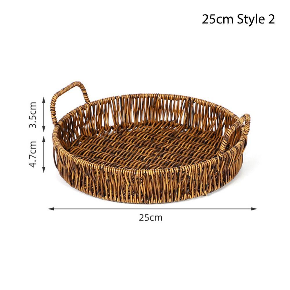 1 шт., плетеный поднос для хранения фруктов, овощей, тортов, круглая форма, пластиковая корзина из ротанговых нитей