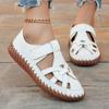 New Leather Women Flats Hollow Sandals Woman Casual Shoes Summer Women's Loafers Breathable Beach Female Sandals Plus Size 36-43