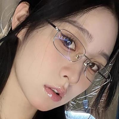 Очки Harajuku с квадратной металлической оправой Y2K для женщин, маленькие очки в стиле ретро для девочек, японские стеклянные очки, декоративные, анти-синие очки