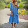 Весенне-осеннее женское платье больших размеров, повседневные длинные платья со свободными карманами и пуговицами