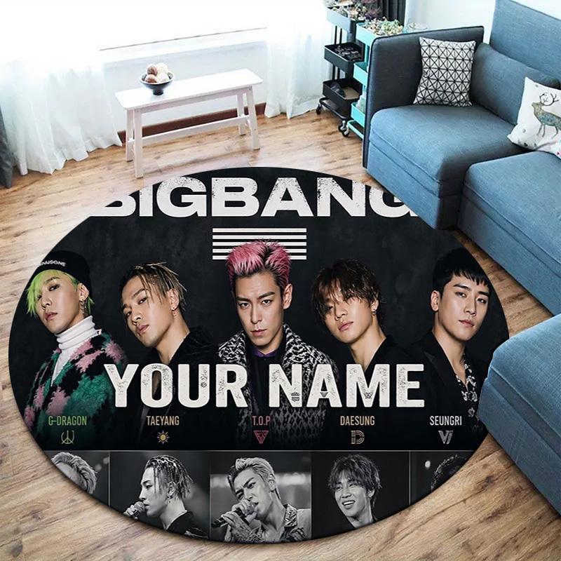 Ковер с музыкой Bigbang, с индивидуальным именем, круглый, для гостиной, спальни, дивана, игровой комнаты, Декор, противоскользящий коврик