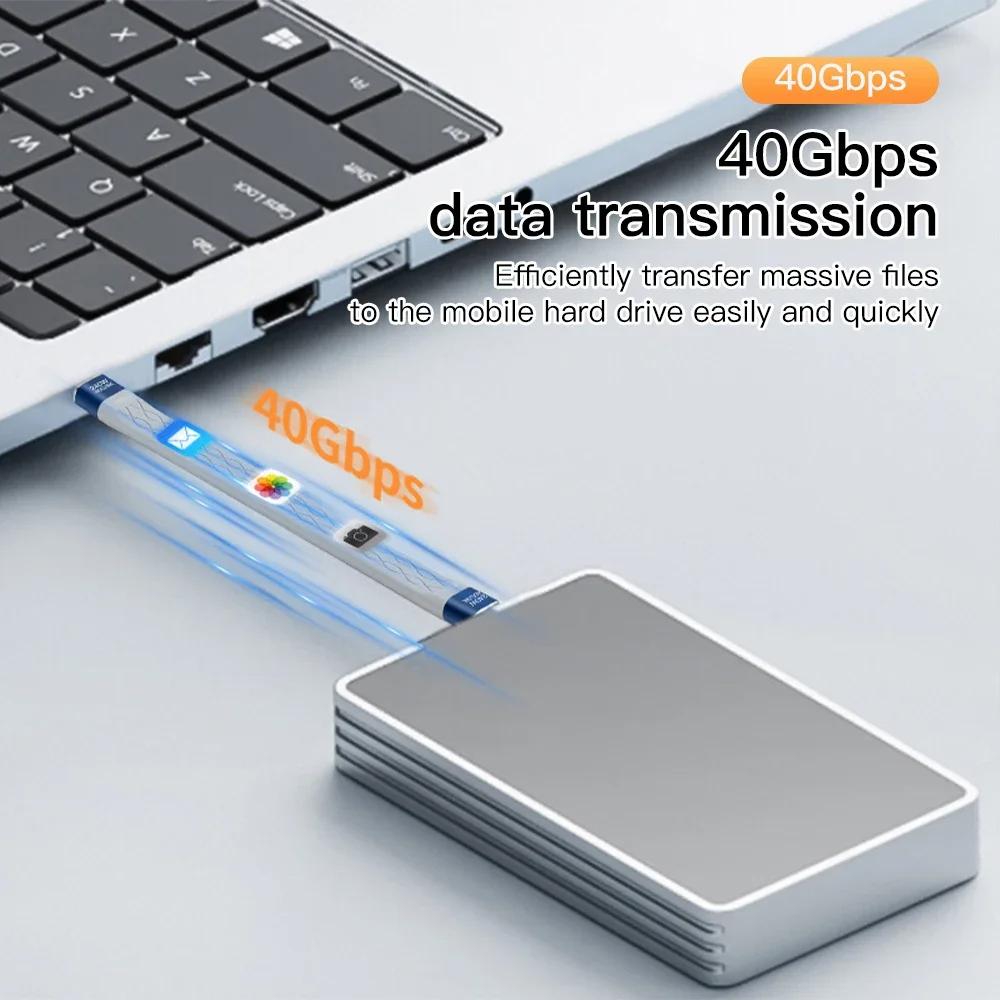 USB4 кабель передачи данных 40 Гбит/с USB C на Type C короткий кабель PD 240 Вт 8K 60 Гц для Thunderbolt 3/4 iPhone 15 Pro Max SSD внешний аккумулятор