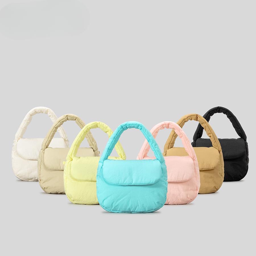 Женская сумка-клапан из хлопка с зажимом, маленькая сумка, сумка через плечо цвета конфет, симпатичная легкая сумка-седло