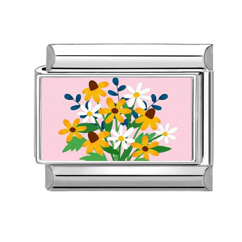Новая серия Brilliant Colorful Flower Butterfly Итальянские Шарм-Звенья Подходят для 9-мм Браслета из Нержавеющей Стали Женские Мужские DIY Изготовление Украшений