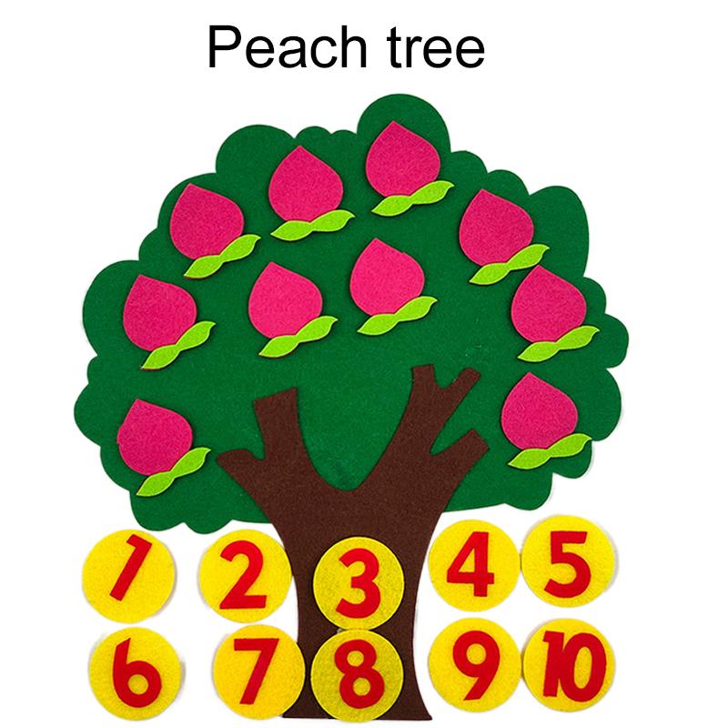 Детский пазл из фетра, нетканый материал, фруктовое дерево, цифровые игрушки Монтессори, интеллектуальное образование в раннем детстве, детские игрушки TMZ