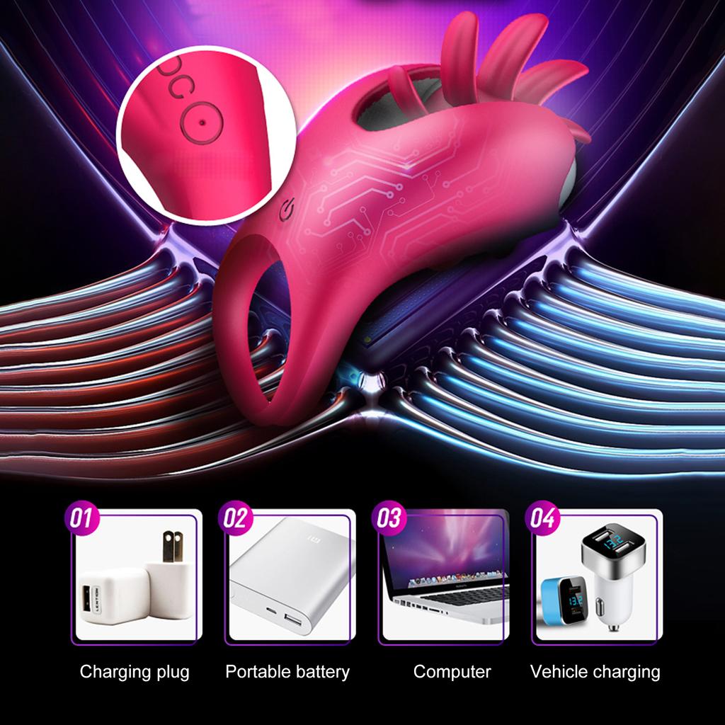 Wtoyu Vibrating Penis Ring Tongue Licking Vibrator for Couple Clitoris Stimulator Cock Ring Adult