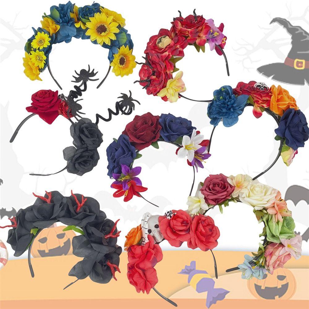 Halloween Rose Flower Crown Headband Hawaiian Mexican Hair Accessories  for Women