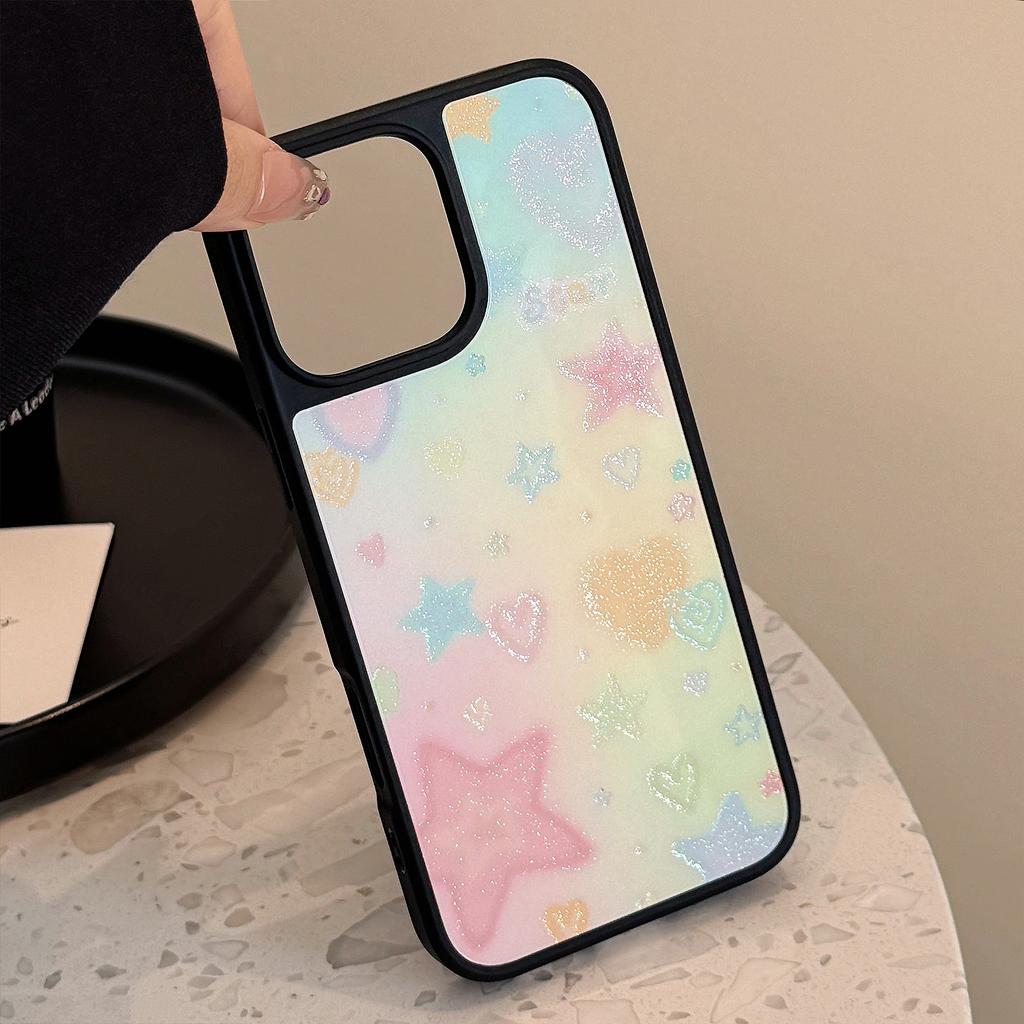 Glazed Sand Suitable for Apple 15 Promax Mobile Phone Case Iphone16 Dream Color Stars 12 Acrylic 13 Hard 14
