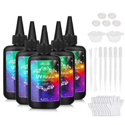 Жидкая УФ-смола 500 г Жидкая смола Большой объем совместимый Высокая прозрачность Низкая вязкость Быстрое отверждение Твердый тип DIY ручная работа украшение Низкий