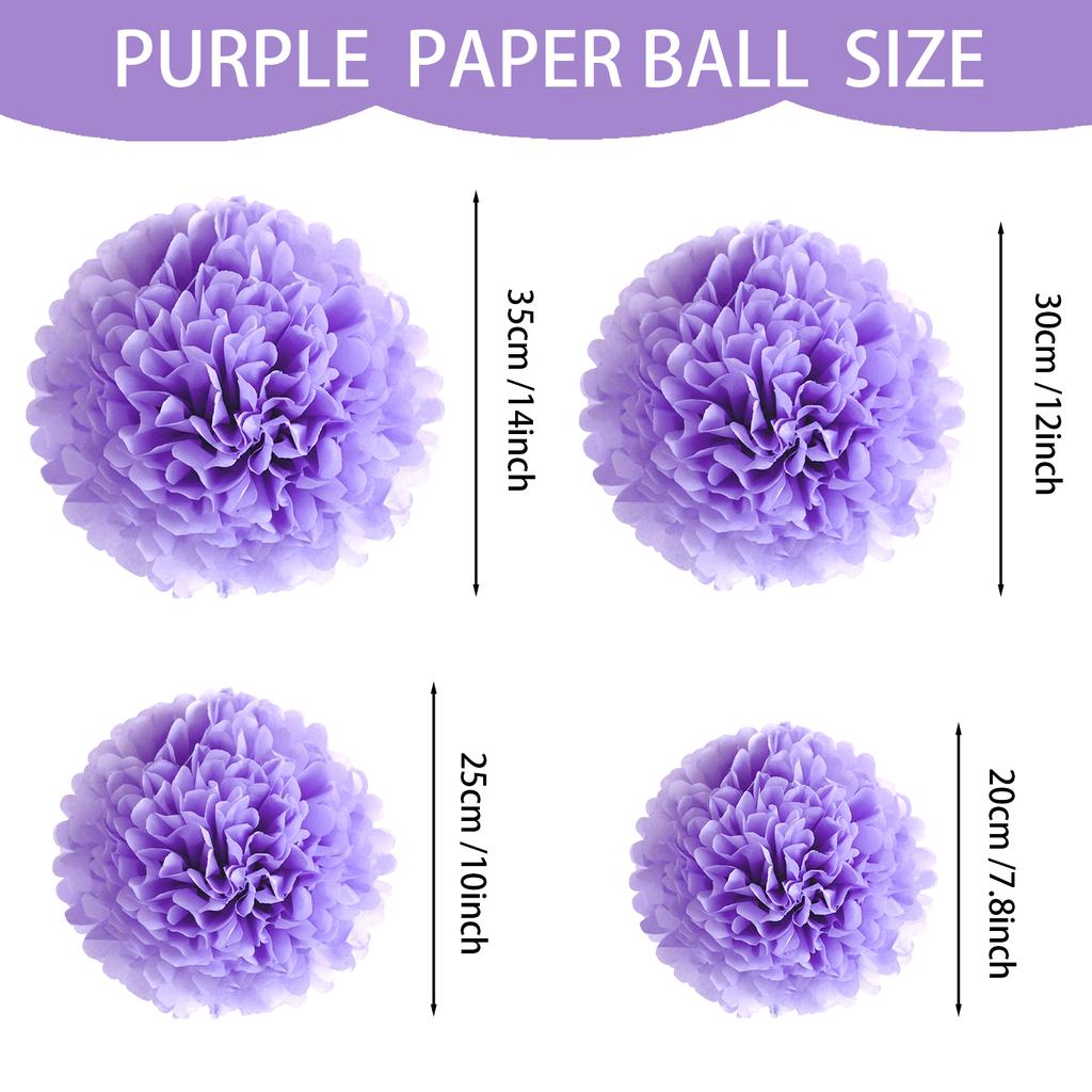 1 шт. Набор 7,8-дюймовых фиолетовых бумажных помпонов, бумажные шарики для вечеринки по случаю дня рождения, подвесные цветы, бумажные цветы, украшения из помпонов