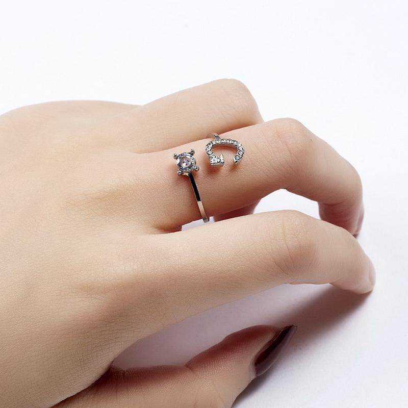 Женские повседневные регулируемые кольца с буквами AZ и буквами алфавита, кольца со стразами, элегантное новое штабелируемое кольцо, подарочные ювелирные изделия