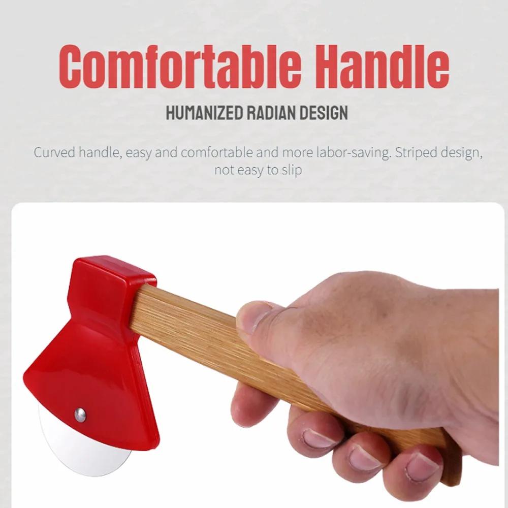 Строгальный топор, нержавеющая сталь, нож для пиццы с дубовой ручкой, одноколесный нож для пиццы, средний топор для выпечки, нож для пиццы