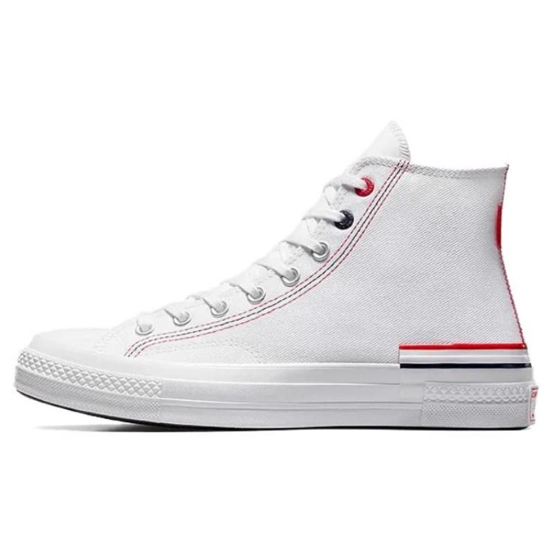 Converse 1970s Simple Everyday High-Top Canvas Shoes Unisex White Red