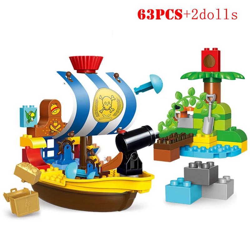 Пиратская война, большие частицы, строительные блоки, замок, лодка, просветляющие кирпичи, фигурки, развивающие игрушки для детей, подарки для детей