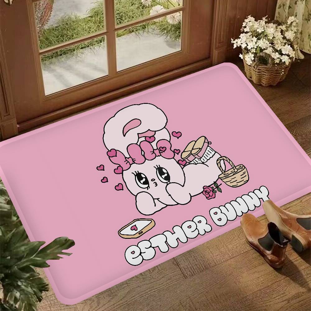 E-Esther B-Bunny Cartoon Floor Mat INS Style Soft Bedroom Floor House Laundry Room Mat Anti-skid Household Carpets