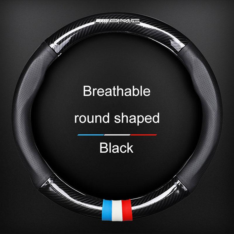 Чехол на руль автомобиля Дышащий Противоскользящий Кожаный чехол на руль для Mercedes-Benz AMG C500 C200 C300 A B C E GLA CLA GLK GL ML GLE