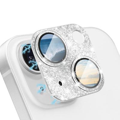 CeiBand Rhinestone Camera Совместимость с iPhone 15 Объектив камеры Окантовка из алюминиевого сплава Закаленный блеск Защита линз Высокая общая передержка