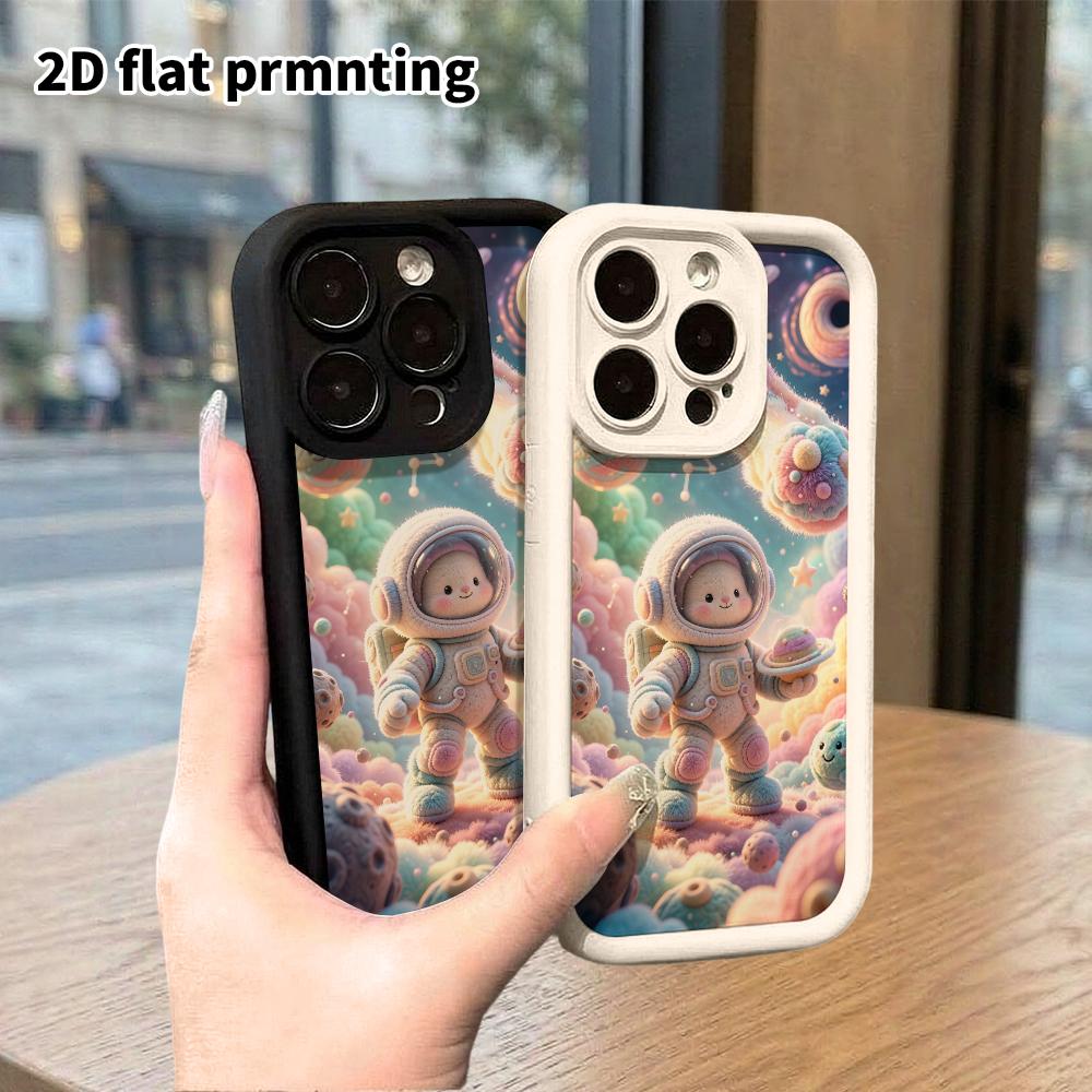 Phone Case: 2D flat, suitable for iPhone 18 17 16 15 14 13 12Pro protective case, rabbit astronaut, perfect Christmas and Halloween holiday gift
