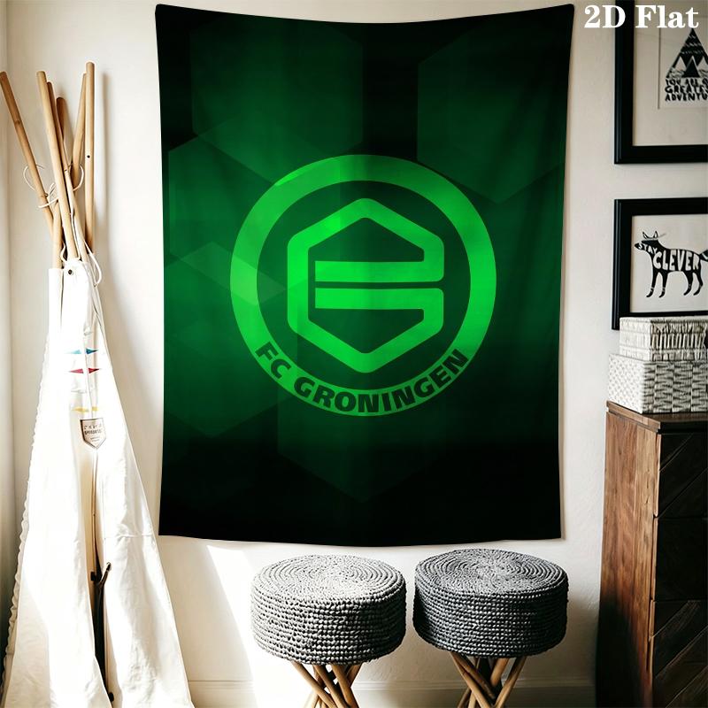 Football Club Groningen Wall Tapestry Aesthetic Wall Hanging Printed Fabric Blanket Decorative Tapestries for Bedroom Living Room Home Decor