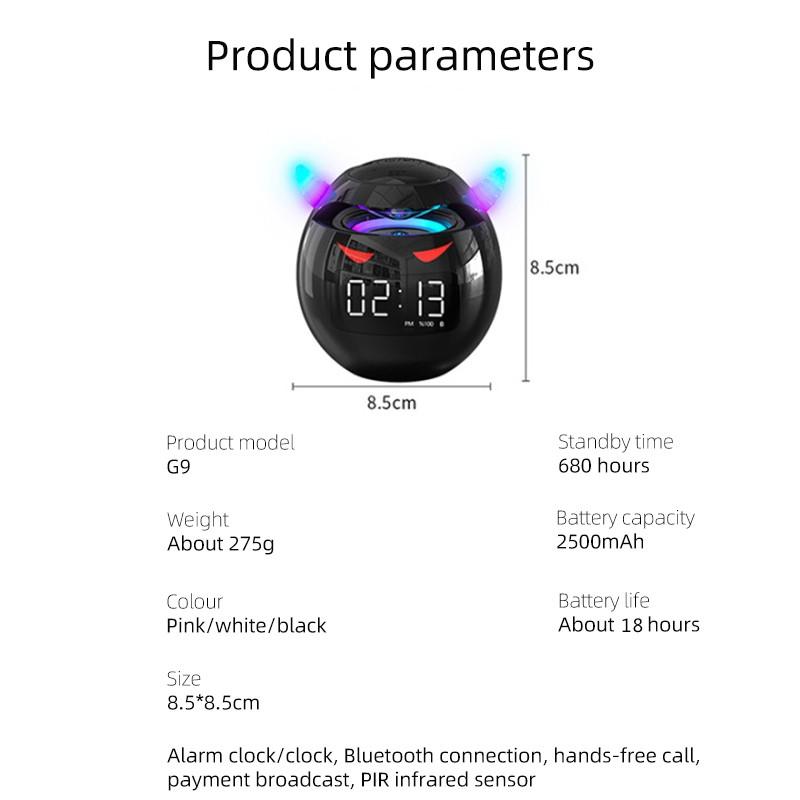 Портативный милый маленький дьявол AI умный Bluetooth-динамик 3D стерео сабвуфер мини светодиодные цифровые часы будильник водонепроницаемая музыкальная шкатулка HIFI