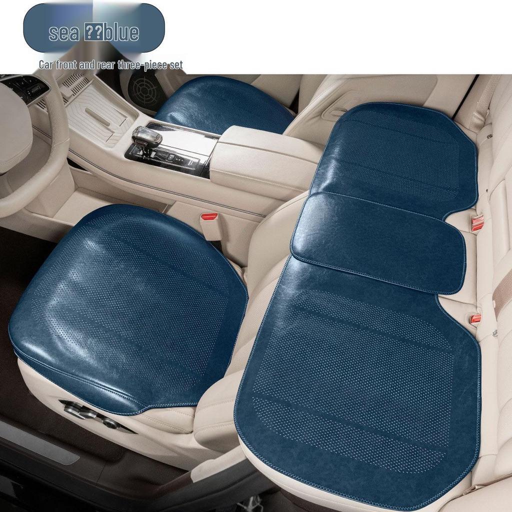 Universal Ventilated Leather Car Seat Cushion - Breathable, Non-Slip, Four Seasons Retro Design