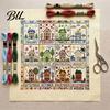 Handcrafted Home Wall Hanging 12-Month Cross Stitch Kit, DIY Four Seasons Embroidery Seasonal Easy Pattern for Novice Stamped Stitching Craft