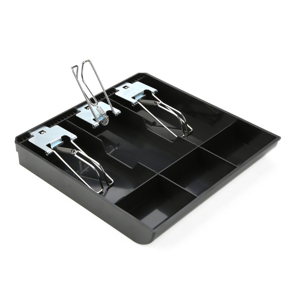 Black ABS Plastic Cash Drawer Insert Tray Three Compartments Money Tray Cashier