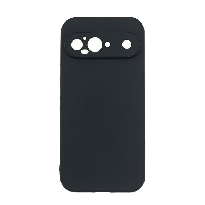 Жидкий силиконовый чехол для Google Pixel 6 6A 7 7A 8 8A 9 9A 10A 10 Pro XL Черный Матовый Ударопрочный Мягкий Чехол-Крышка