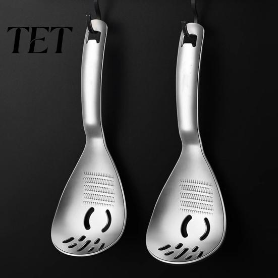 Compact Garlic Ginger Mincer Stainless Steel Slotted Spoon with Bottle Opener & Grater, Fine Tooth Multi Purpose Vegetable Grinder Manual for