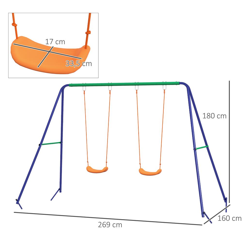 Kinder Swing Frame With 2 Swing Seats For 3 8 Years Steel 2.7 X 1.6 X 1.8 M