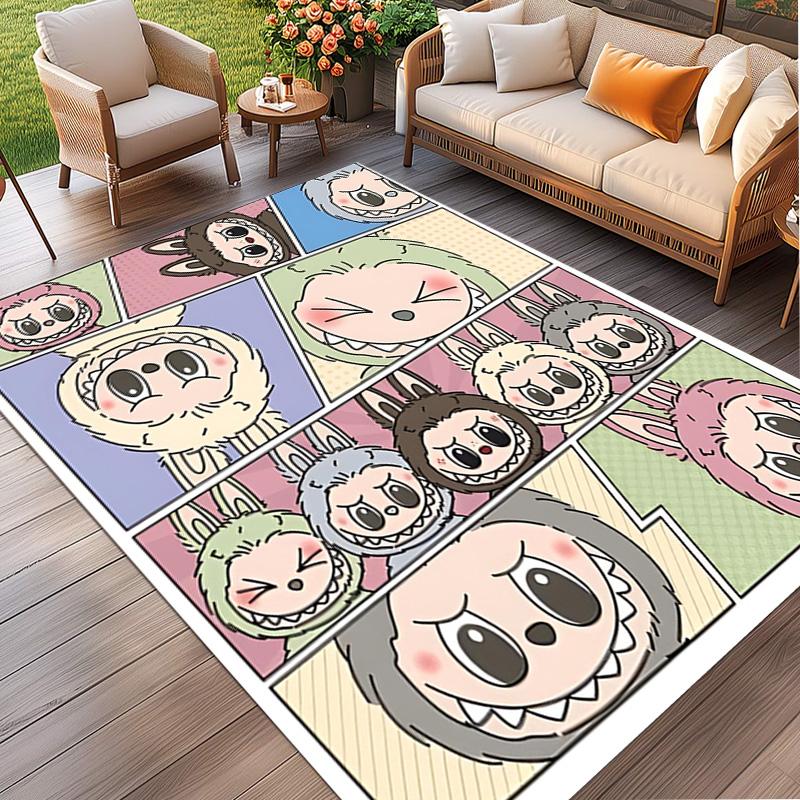 Labubu Print Rug, Washable Floor Carpet, For Entryway Dorm Laundry Room Office Study, Home Decor Birthday Christmas Gift