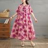 2025 Женское платье больших размеров Весна-лето Повседневное платье с цветочным принтом Базовое винтажное свободное длинное платье макси 9310