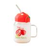 Beautiful Summer Transparent Fruit High Temperature Glass Cup Cute Large Capacity Cover Straw Student Female Milk Breakfast Cup Office