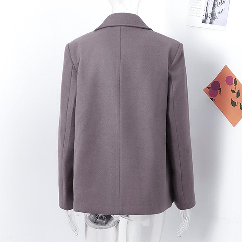 Women's Woolen Coat Thick Lapel Long Sleeve Jackets Oversize Casual Coats Elegant Lady Office Outerwear Autumn Winter