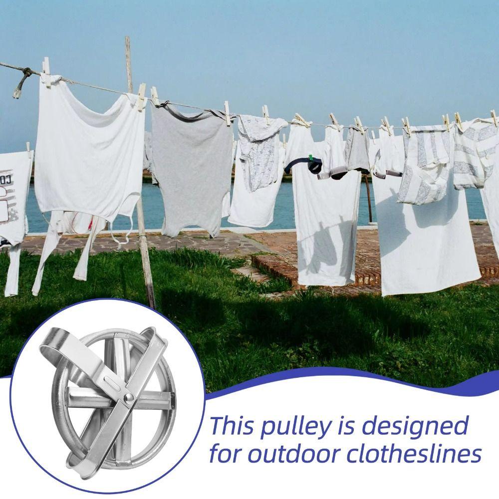 Weatherproof Metal Clothesline Pulley Reusable Clothes Hanging Rope Outdoor Laundry Line