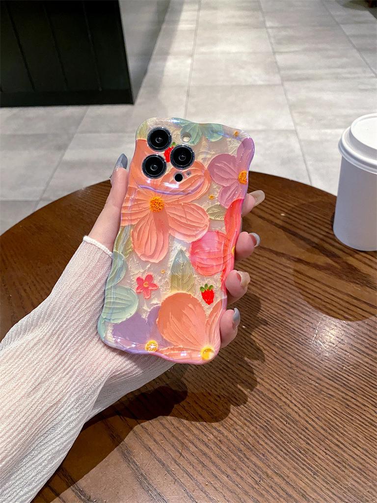 Продвинутый корейский масляный рисунок Мягкий чехол из ТПУ для телефона Apple для iPhone 15 14 13 12 16promax Twist с изображением красивых цветов