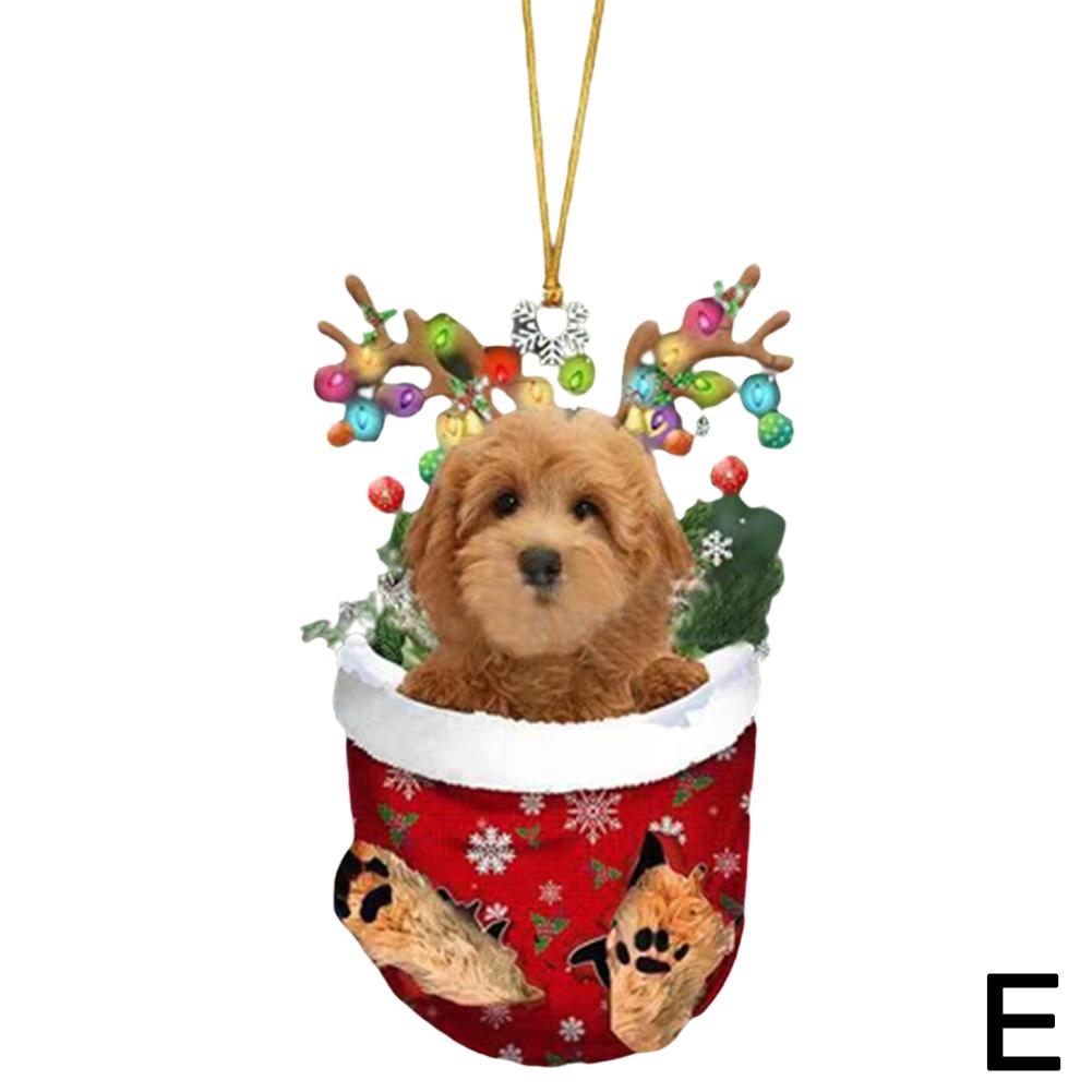 Creative Christmas Tree Pendants Car Interior Decorations Dog Cute Christmas Pendants A Bag New Car Decorations Year In Han H9E6