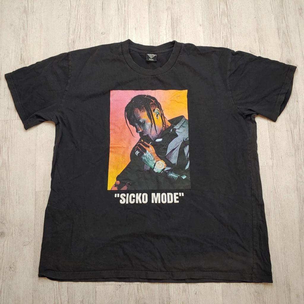 Мужская футболка Travis Scott Astroworld Sicko Mode Хип-Хоп Рэп Футболка Размер XXL Черный