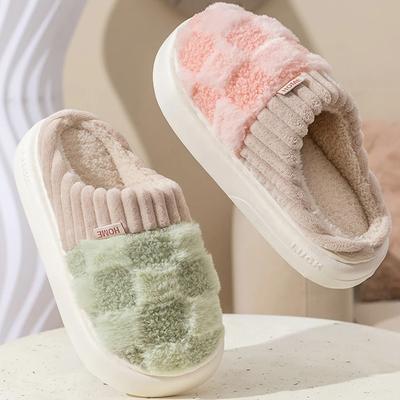 Модные меховые тапочки Comwarm для женщин и мужчин, зимние новые меховые хлопковые туфли, модные теплые плюшевые тапочки для дома, мягкие тапочки на подошве