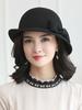 Mother Gift Women Winter 100% Wool Felt Cloche Hats Lady Elegant Up-turn Brim Bowknot Fedora Hat