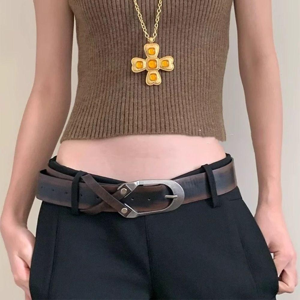 Пояс Y2k с перекрестной талией из ПУ кожи для платья, джинсов, прочный женский пояс, аксессуары для талии