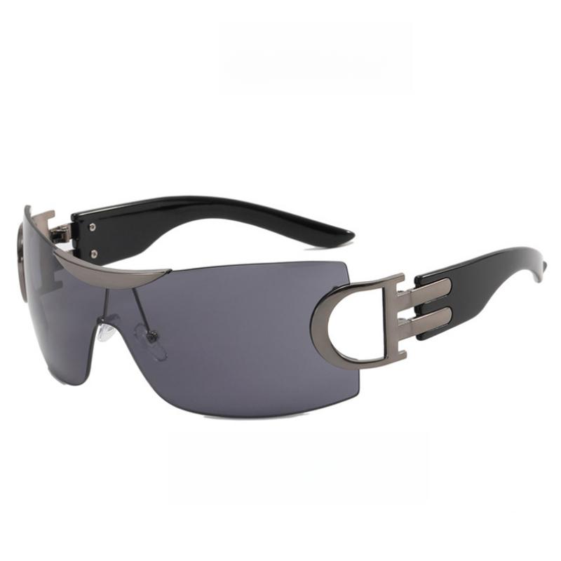 Безрамочные женские солнцезащитные очки Y2K в футуристичном стиле для уличных вечеринок, пляжные аксессуары