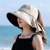 Summer Hat Women Butterfly Printing Big Brim Outdoor Sunscreen Uv Protection Foldable Empty Top Sun Hat Female Travel Beach