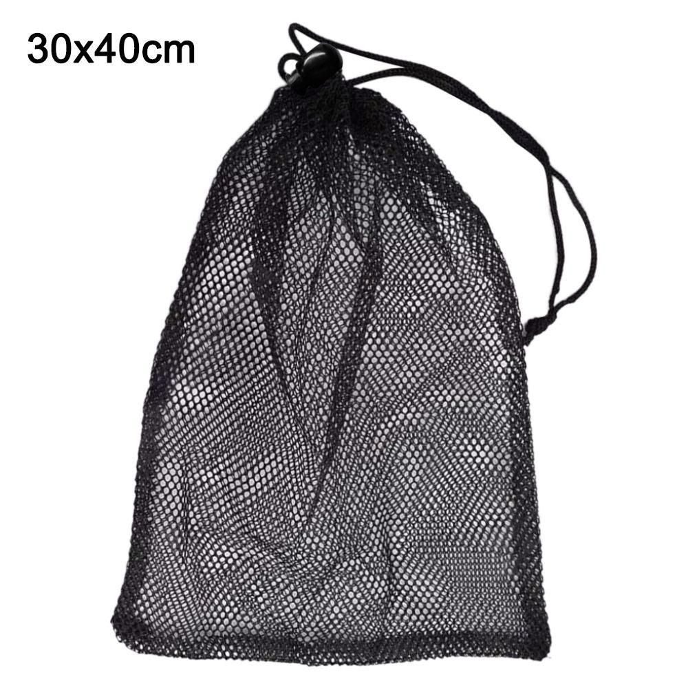 Black Laundry Bag Nylon Mesh Pouch Portable Drawstring Storage Pouch Bag