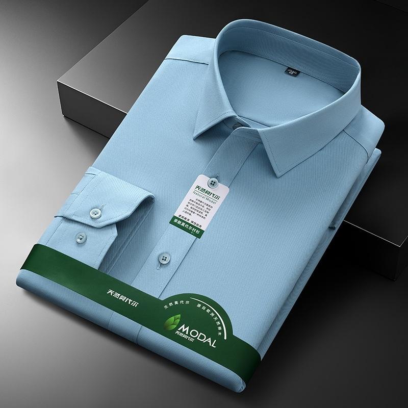 Новая качественная мужская рубашка против морщин с длинными рукавами, приталенная сорочка, деловая белая офисная рубашка 4XL 5XL
