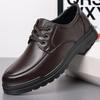 2025Cowhide Men Shoes Men Business Casual Leather Shoes Men Fashion Breathable British Casual Lace Up Single Leather