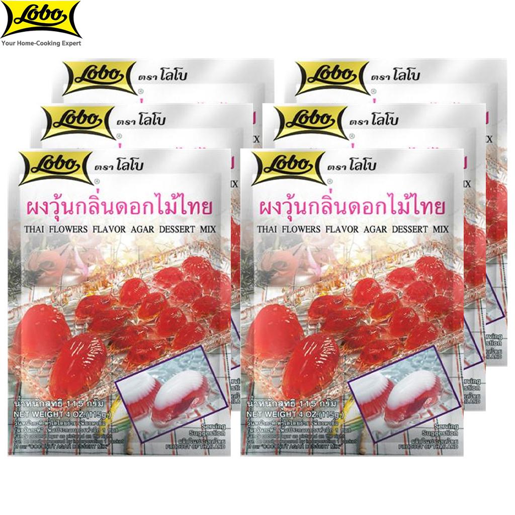 Lobo Thai Red Flowers Flavour Agar Dessert Mix, No Preservatives Added/ Makes 4-6 Servings, Thai Dessert, 115 G