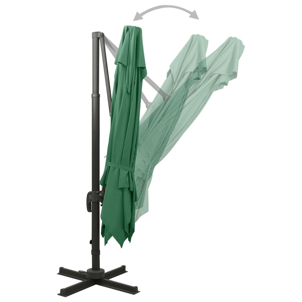 Cantilever Umbrella with Ventilation 300 x 300 cm Green